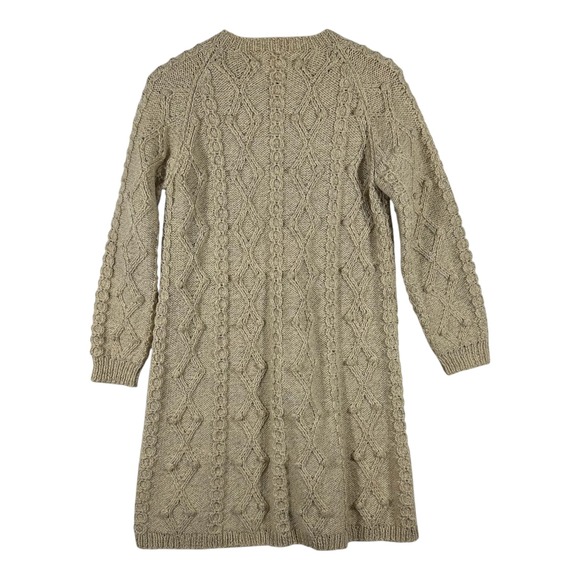 Handmade Fisherman Knit Zip Sweater Jacket 34" Chest Cream Chunky Wool Cardigan - Picture 3 of 8